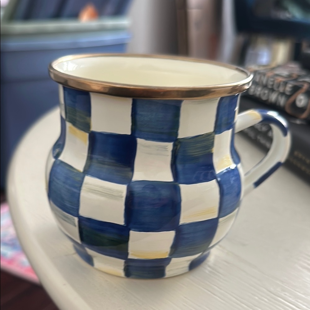 Mackenzie Childs Check Enamel Mug - Set of 4 — NEW